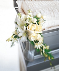 Elegant Remembrance Casket Adornment from Visser's Florist and Greenhouses in Anaheim, CA